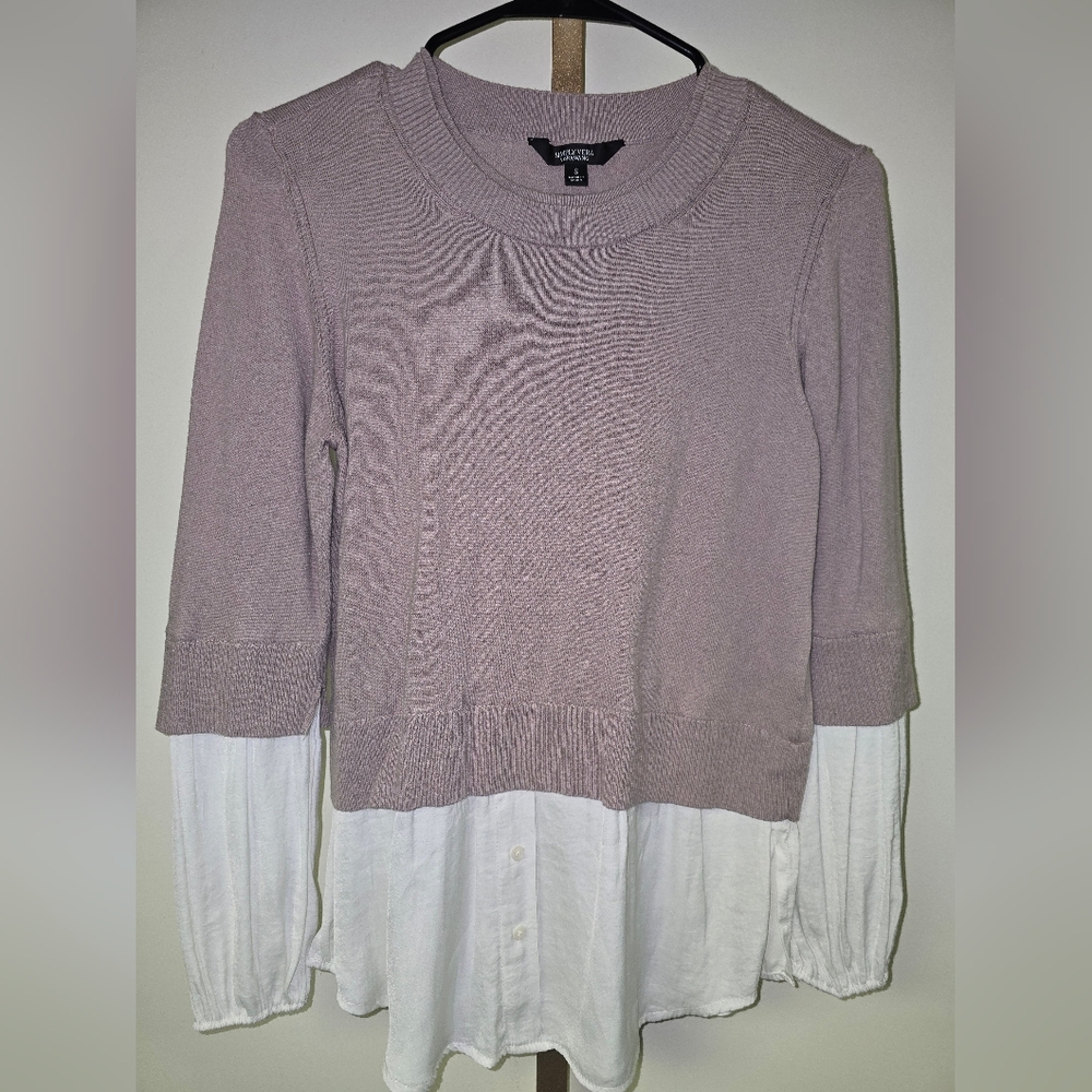 Simply Vera Vera Wang Mauve and White Layered Top